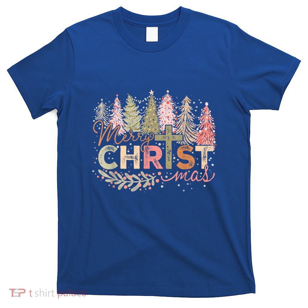 Merry Christmas Xmas Trees Christian Jesus Pajamas Holiday Gift T-Shirt