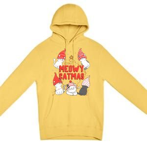 Meowy Catmas Xmas Novelty Cat Lover Christmas Lights Great Gift Premium Pullover Hoodie