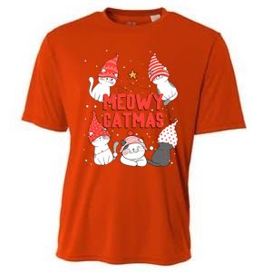 Meowy Catmas Xmas Novelty Cat Lover Christmas Lights Great Gift Cooling Performance Crew T-Shirt