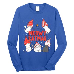 Meowy Catmas Xmas Novelty Cat Lover Christmas Lights Great Gift Long Sleeve Shirt