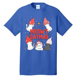 Meowy Catmas Xmas Novelty Cat Lover Christmas Lights Great Gift Tall T-Shirt