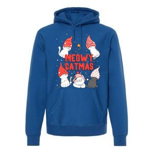 Meowy Catmas Xmas Novelty Cat Lover Christmas Lights Great Gift Premium Hoodie