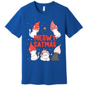 Meowy Catmas Xmas Novelty Cat Lover Christmas Lights Great Gift Premium T-Shirt