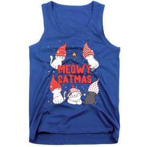 Meowy Catmas Xmas Novelty Cat Lover Christmas Lights Great Gift Tank Top