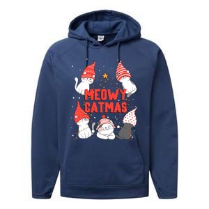 Meowy Catmas Xmas Novelty Cat Lover Christmas Lights Great Gift Performance Fleece Hoodie