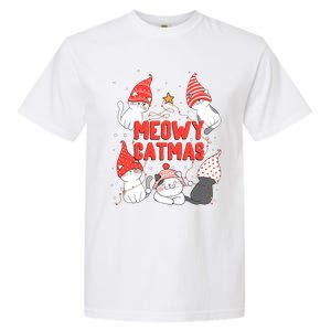 Meowy Catmas Xmas Novelty Cat Lover Christmas Lights Great Gift Garment-Dyed Heavyweight T-Shirt