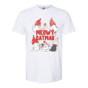 Meowy Catmas Xmas Novelty Cat Lover Christmas Lights Great Gift Softstyle CVC T-Shirt