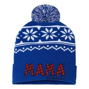 Mama Claus Xmas Christmas Red Plaid Pajama Family Matching Meaningful Gift USA-Made Snowflake Beanie