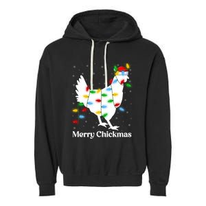 Merry Chickmas Xmas Lighting Santa Chicken Christmas Funny Gift Garment-Dyed Fleece Hoodie