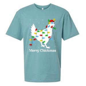 Merry Chickmas Xmas Lighting Santa Chicken Christmas Funny Gift Sueded Cloud Jersey T-Shirt