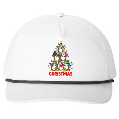 Merry Christmas Xmas Tree Penguins Happy Holiday Xmas Pajama Gift Snapback Five-Panel Rope Hat