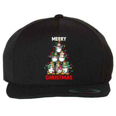 Merry Christmas Xmas Tree Penguins Happy Holiday Xmas Pajama Gift Wool Snapback Cap