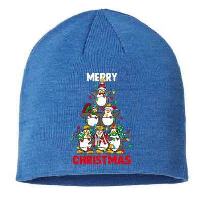 Merry Christmas Xmas Tree Penguins Happy Holiday Xmas Pajama Gift Sustainable Beanie