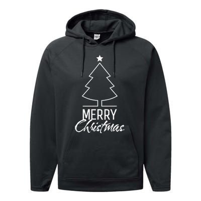 Merry Christmas Xmas Tree Performance Fleece Hoodie