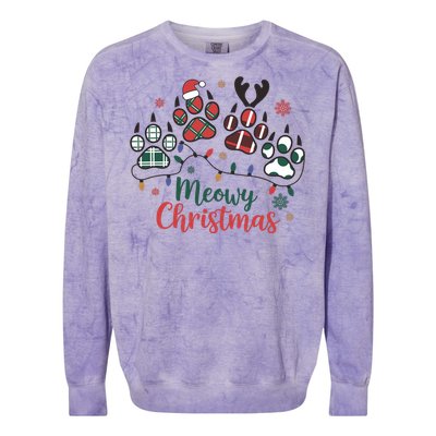 Meowy Christmas Xmas Holiday Cat Lover Colorblast Crewneck Sweatshirt