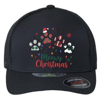 Meowy Christmas Xmas Holiday Cat Lover Flexfit Unipanel Trucker Cap