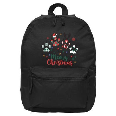 Meowy Christmas Xmas Holiday Cat Lover 16 in Basic Backpack