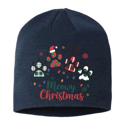 Meowy Christmas Xmas Holiday Cat Lover Sustainable Beanie