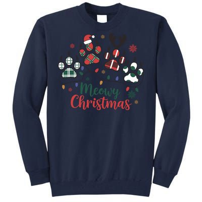 Meowy Christmas Xmas Holiday Cat Lover Tall Sweatshirt