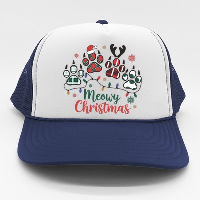 Meowy Christmas Xmas Holiday Cat Lover Trucker Hat