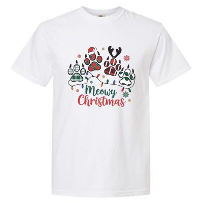 Meowy Christmas Xmas Holiday Cat Lover Garment-Dyed Heavyweight T-Shirt