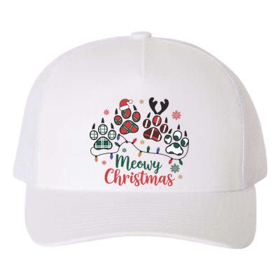 Meowy Christmas Xmas Holiday Cat Lover Yupoong Adult 5-Panel Trucker Hat