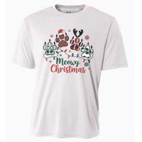 Meowy Christmas Xmas Holiday Cat Lover Cooling Performance Crew T-Shirt