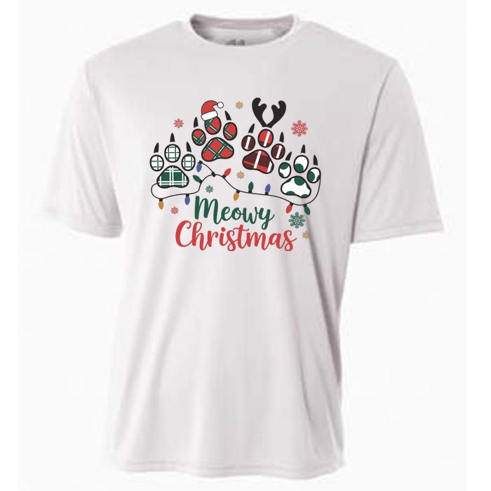 Meowy Christmas Xmas Holiday Cat Lover Cooling Performance Crew T-Shirt