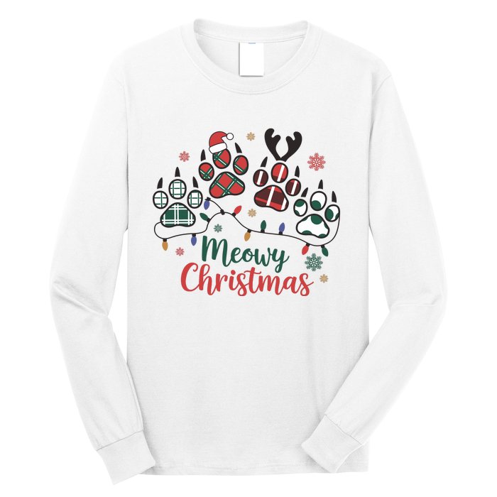 Meowy Christmas Xmas Holiday Cat Lover Long Sleeve Shirt