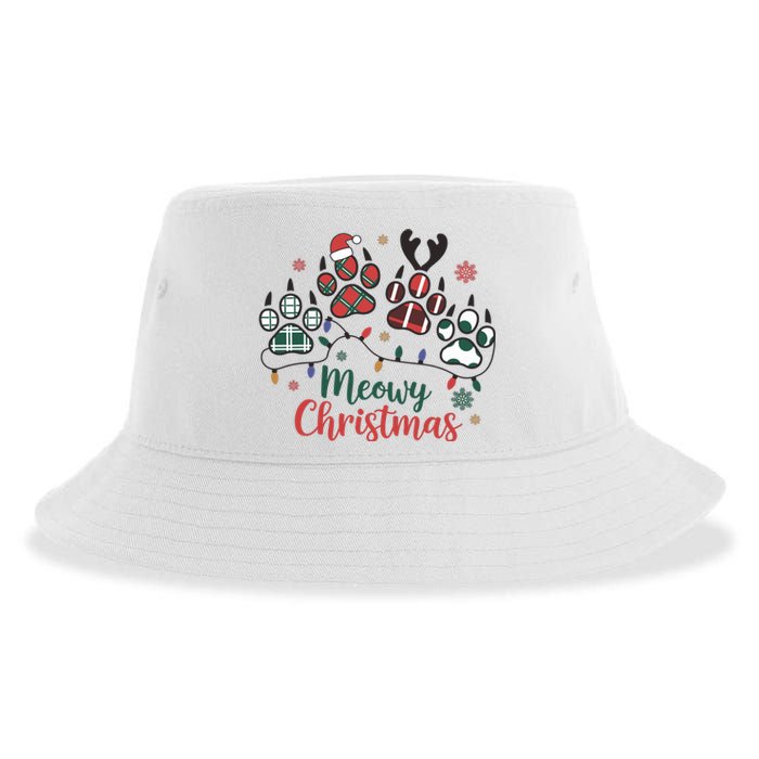 Meowy Christmas Xmas Holiday Cat Lover Sustainable Bucket Hat