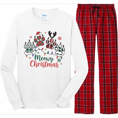 Meowy Christmas Xmas Holiday Cat Lover Long Sleeve Pajama Set