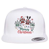 Meowy Christmas Xmas Holiday Cat Lover Flat Bill Trucker Hat