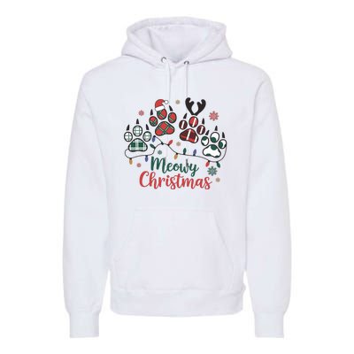 Meowy Christmas Xmas Holiday Cat Lover Premium Hoodie