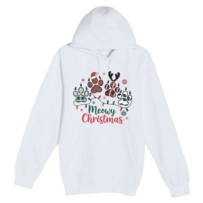 Meowy Christmas Xmas Holiday Cat Lover Premium Pullover Hoodie