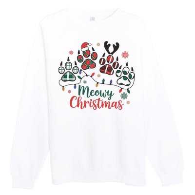 Meowy Christmas Xmas Holiday Cat Lover Premium Crewneck Sweatshirt