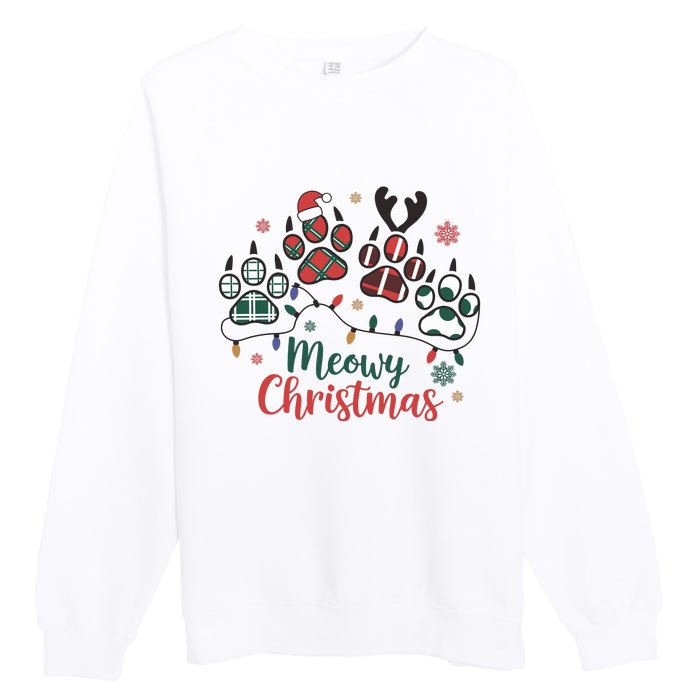 Meowy Christmas Xmas Holiday Cat Lover Premium Crewneck Sweatshirt