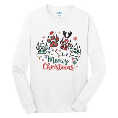 Meowy Christmas Xmas Holiday Cat Lover Tall Long Sleeve T-Shirt