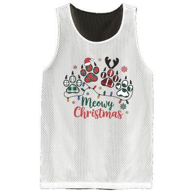 Meowy Christmas Xmas Holiday Cat Lover Mesh Reversible Basketball Jersey Tank