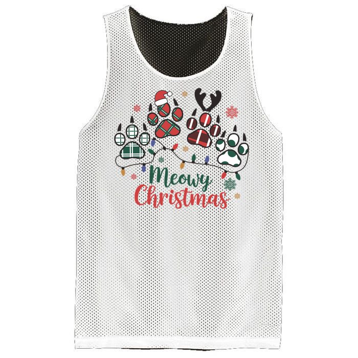 Meowy Christmas Xmas Holiday Cat Lover Mesh Reversible Basketball Jersey Tank