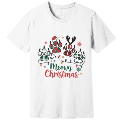 Meowy Christmas Xmas Holiday Cat Lover Premium T-Shirt
