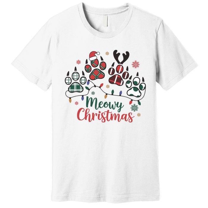 Meowy Christmas Xmas Holiday Cat Lover Premium T-Shirt