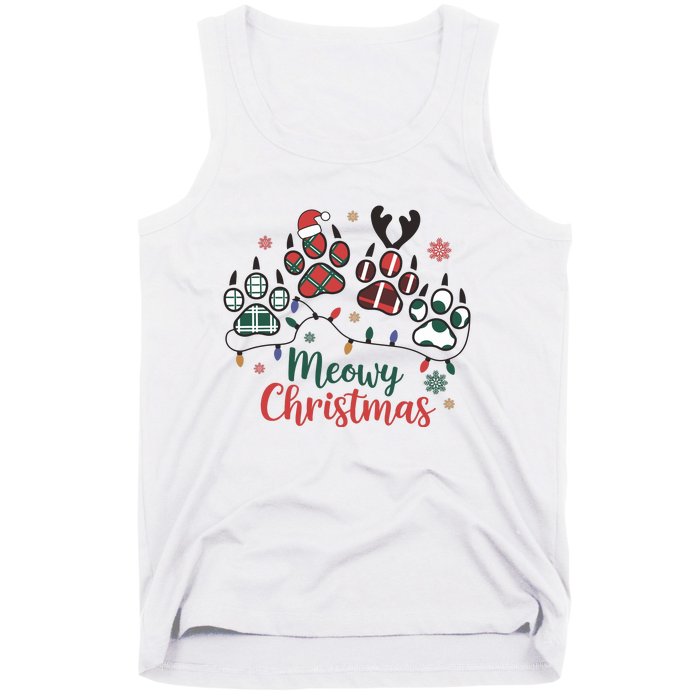 Meowy Christmas Xmas Holiday Cat Lover Tank Top