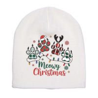 Meowy Christmas Xmas Holiday Cat Lover Short Acrylic Beanie