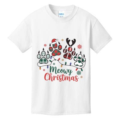 Meowy Christmas Xmas Holiday Cat Lover Kids T-Shirt