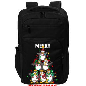 Merry Christmas Xmas Tree Penguins Happy Holiday Xmas Pajama Gift Impact Tech Backpack