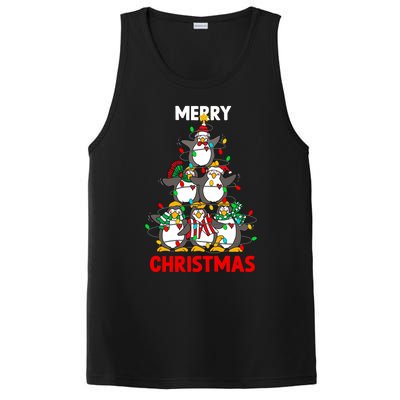 Merry Christmas Xmas Tree Penguins Happy Holiday Xmas Pajama Gift PosiCharge Competitor Tank