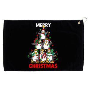 Merry Christmas Xmas Tree Penguins Happy Holiday Xmas Pajama Gift Grommeted Golf Towel