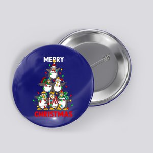 Merry Christmas Xmas Tree Penguins Happy Holiday Xmas Pajama Gift Button