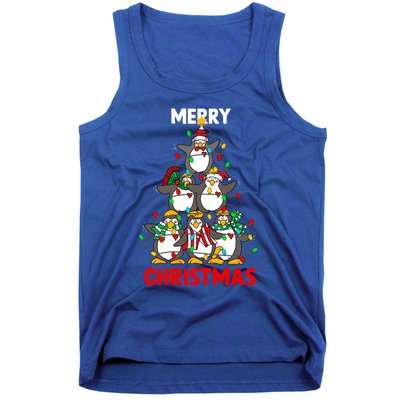 Merry Christmas Xmas Tree Penguins Happy Holiday Xmas Pajama Gift Tank Top