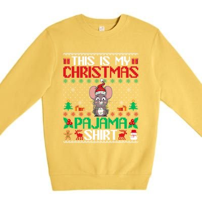 Mouse Christmas Xmas Pajama Gift Santa Hat Mouse Meaningful Gift Premium Crewneck Sweatshirt